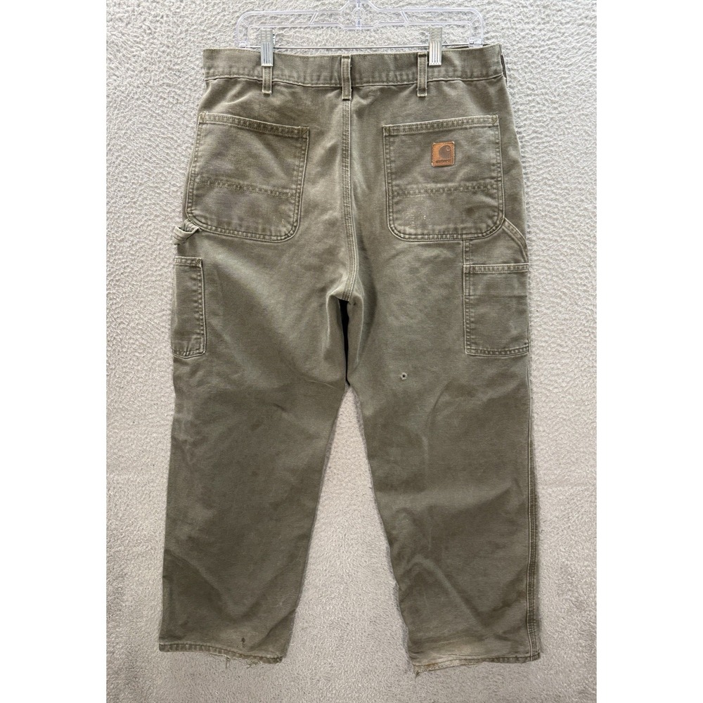 Carhartt Pants Mens 36x30 Green Duck Canvas Carpenter Workwear Grunge Chore Y2K